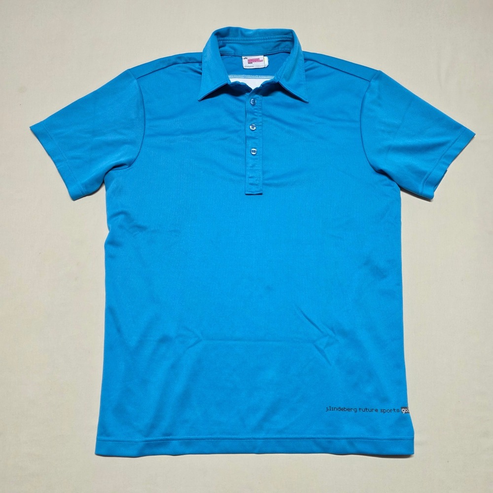 J.Lindeberg Future Sports Golf Polo Shirt Men Medium Blue Slim Pullover Stretch